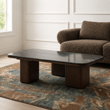 Lakesona Sherwin Rectangular Black Marble Coffee Table