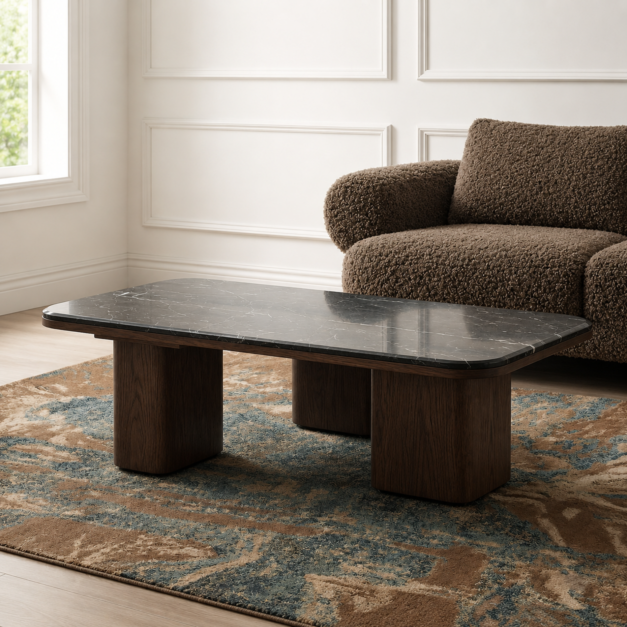 Lakesona Sherwin Rectangular Black Marble Coffee Table