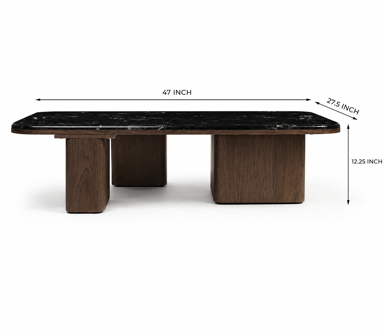 Lakesona Sherwin Rectangular Black Marble Coffee Table