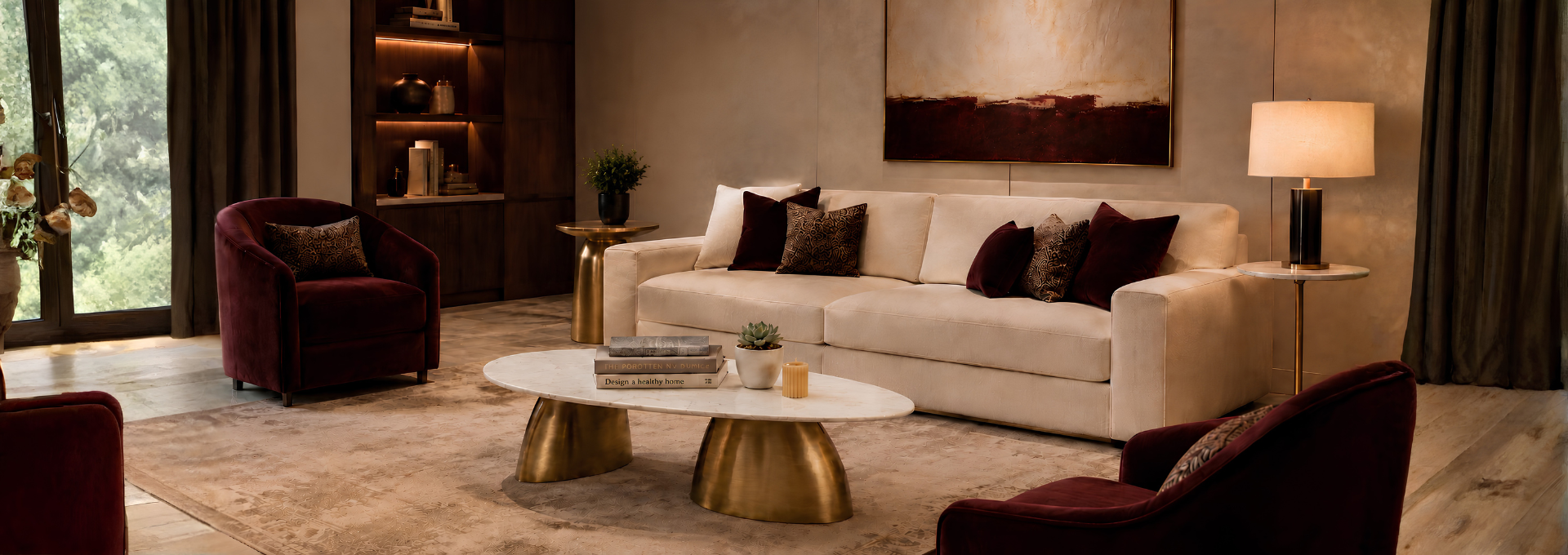 Curated luxury living room furniture