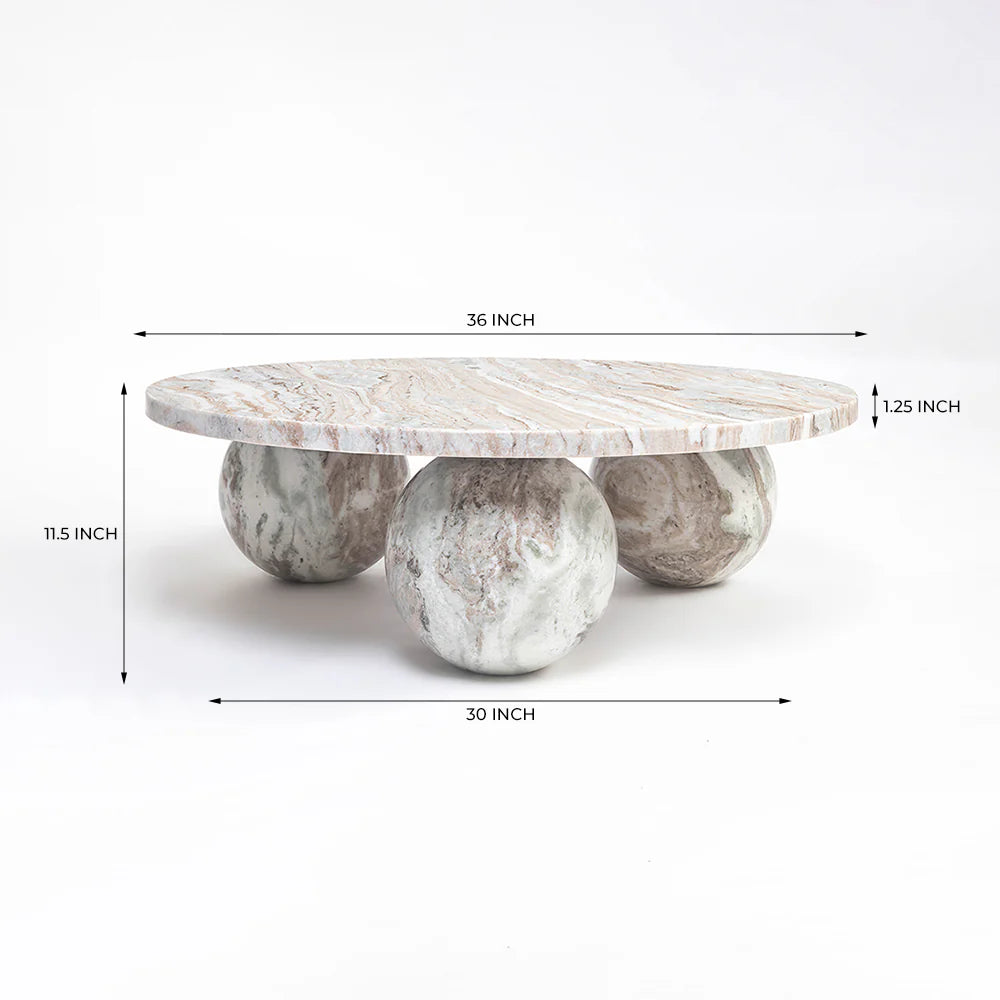 Bejoy Butterscotch Marble Round Coffee Table