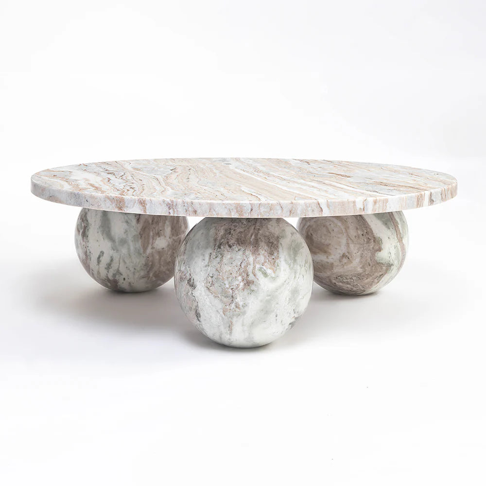 Bejoy Butterscotch Marble Round Coffee Table