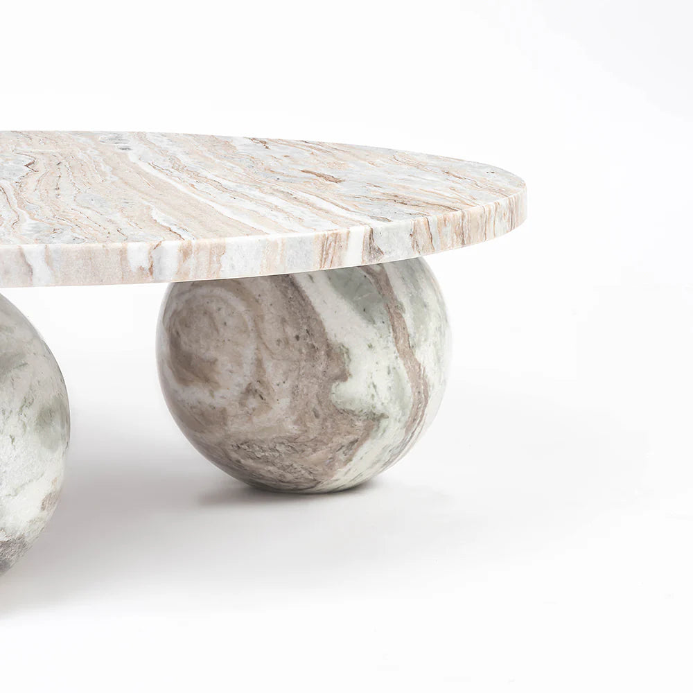 Bejoy Butterscotch Marble Round Coffee Table
