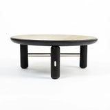 Bette Ceramic Round Coffee Table with Metal Base - Large