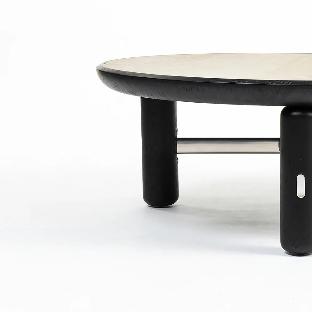 Bette Ceramic Round Coffee Table with Metal Base - Large