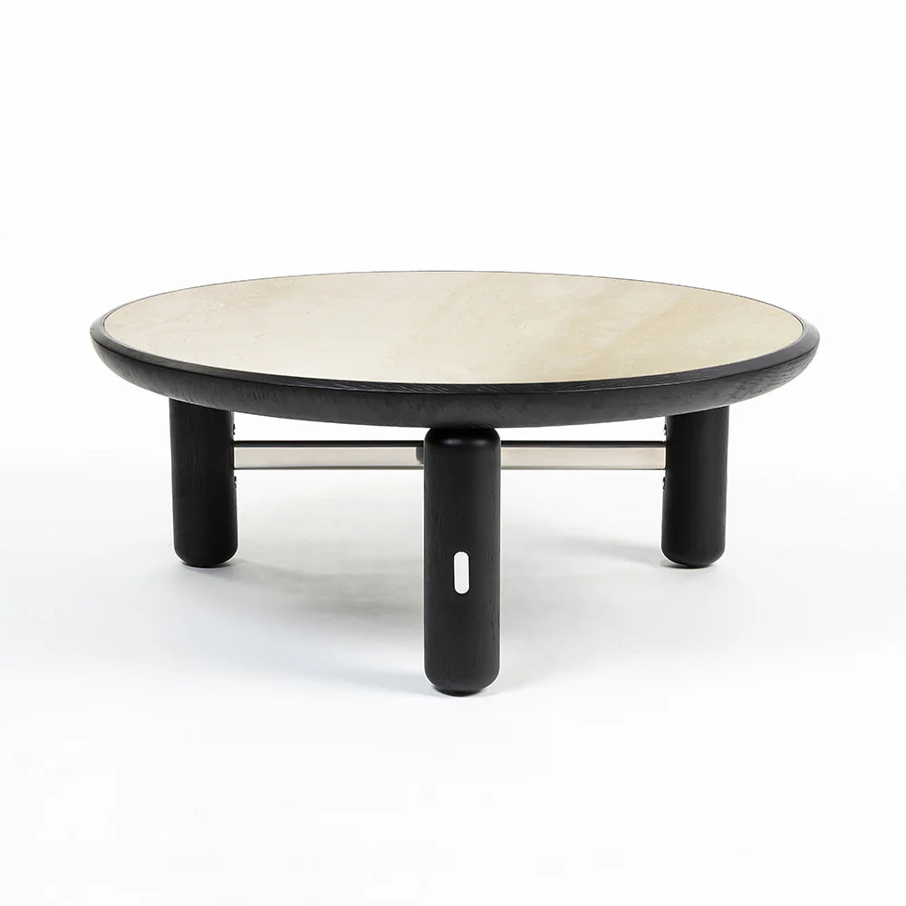 Bette Ceramic Round Coffee Table with Metal Base - Large