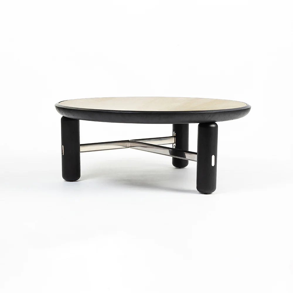 Bette Ceramic Round Coffee Table with Metal Base - Large