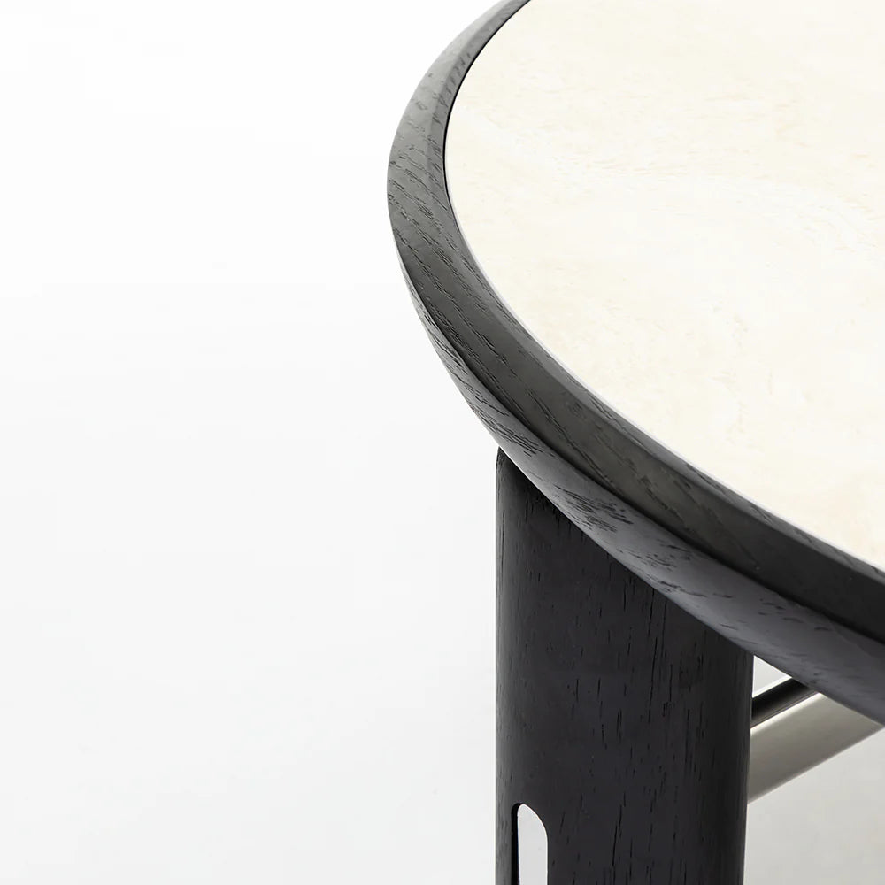 Bette Ceramic Round Coffee Table with Metal Base - Large