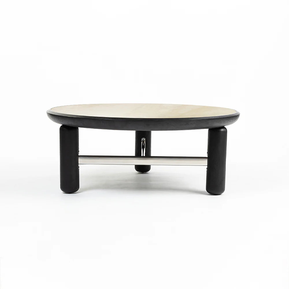 Bette Ceramic Round Coffee Table with Metal Base - Large