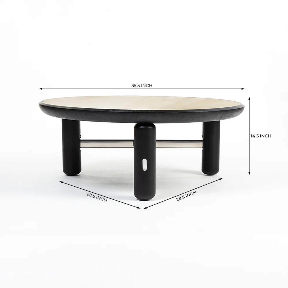 Bette Ceramic Round Coffee Table with Metal Base - Large