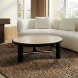 Bette Ceramic Round Coffee Table with Metal Base - Large