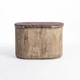 Ruel Mango Wood Coffee Table with Red Marble