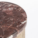 Ruel Mango Wood Coffee Table with Red Marble