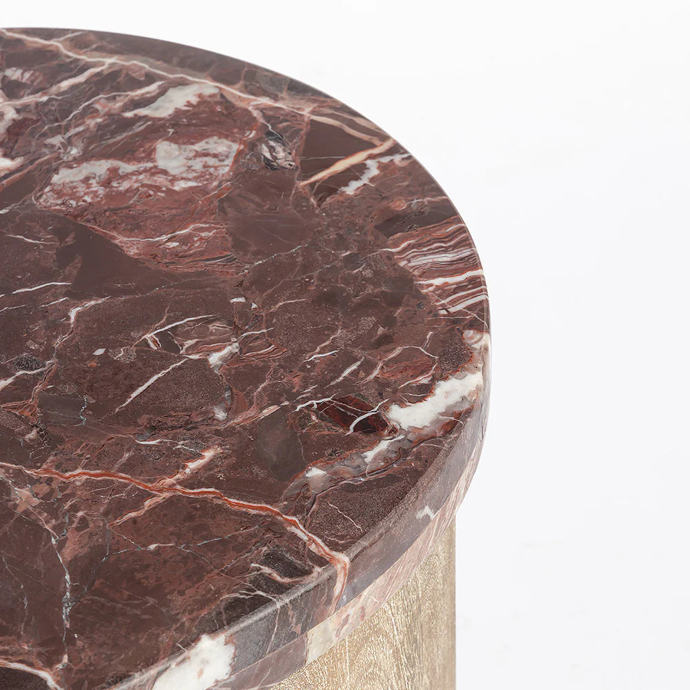 Ruel Mango Wood Coffee Table with Red Marble