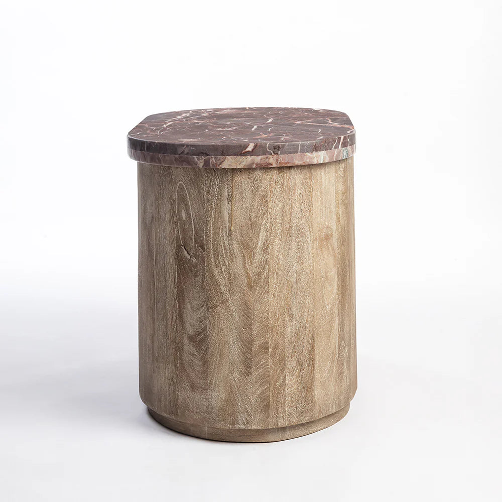 Ruel Mango Wood Coffee Table with Red Marble
