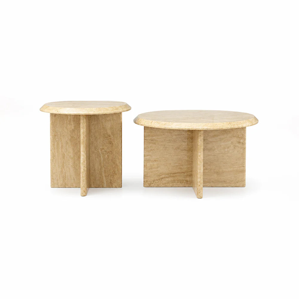 Elara Travertine Marble Coffee Table Set of 2