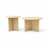 Elara Travertine Marble Coffee Table Set of 2