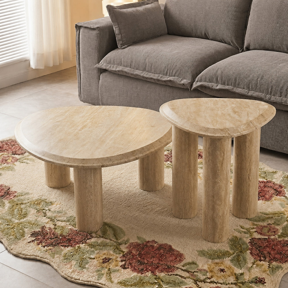 Calla Travertine Marble Coffee Table Set of 2
