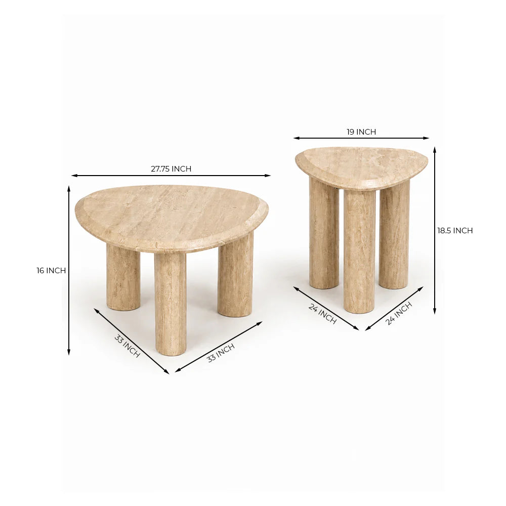Calla Travertine Marble Coffee Table Set of 2