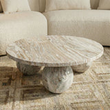 Bejoy Butterscotch Marble Round Coffee Table