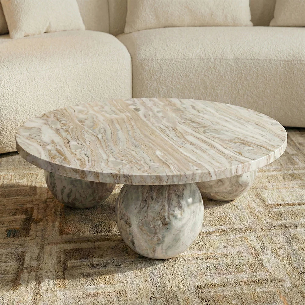 Bejoy Butterscotch Marble Round Coffee Table
