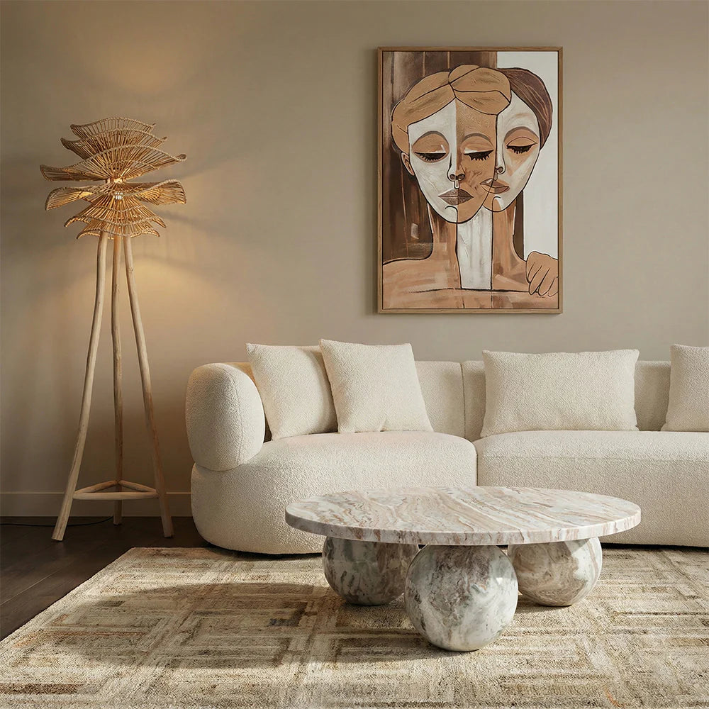 Bejoy Butterscotch Marble Round Coffee Table
