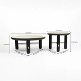 Bette Ceramic Round Coffee Table with Metal Base Set of 2