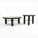 Bette Ceramic Round Coffee Table with Metal Base Set of 2