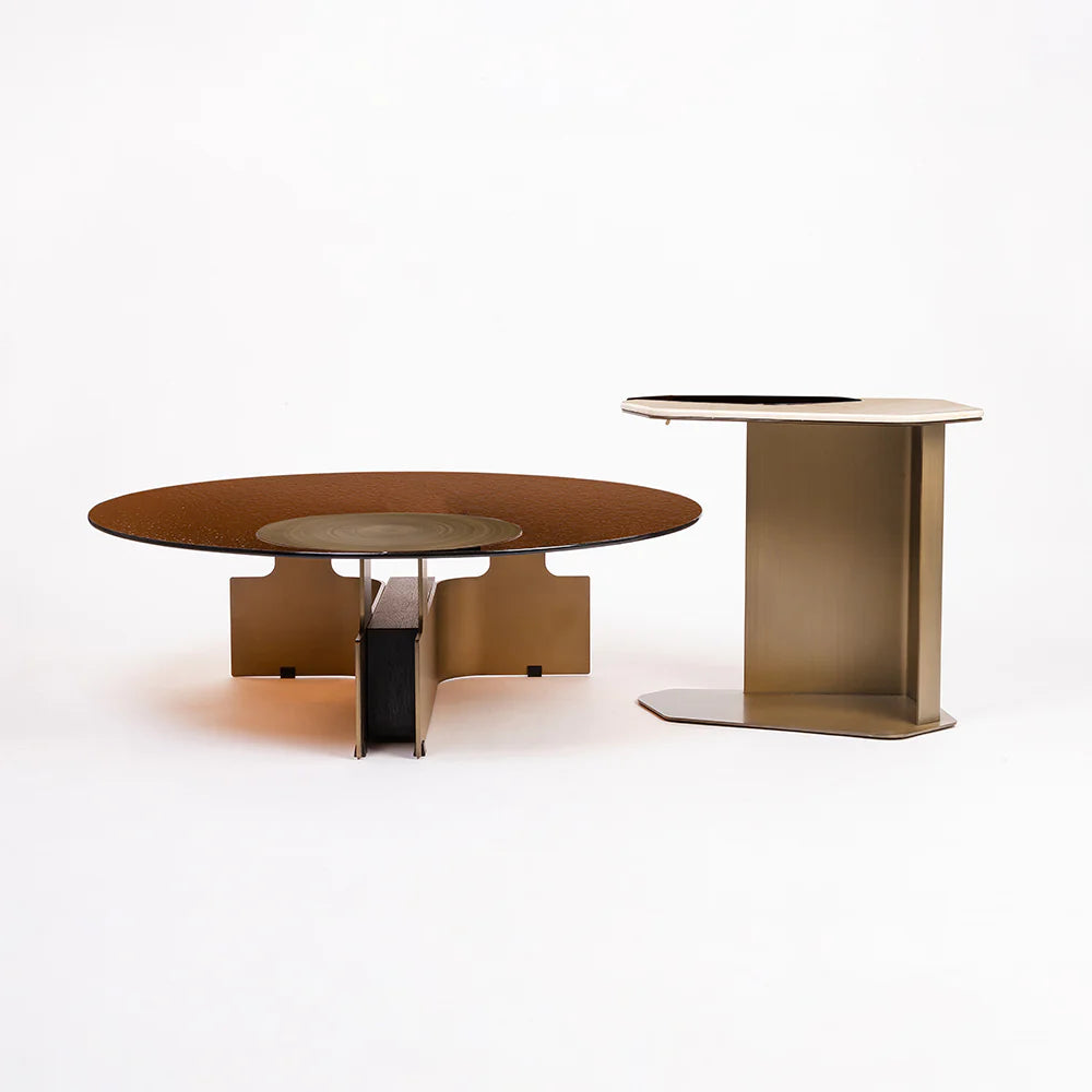 Bonita Glass Coffee Table with Metal Base Set of 2