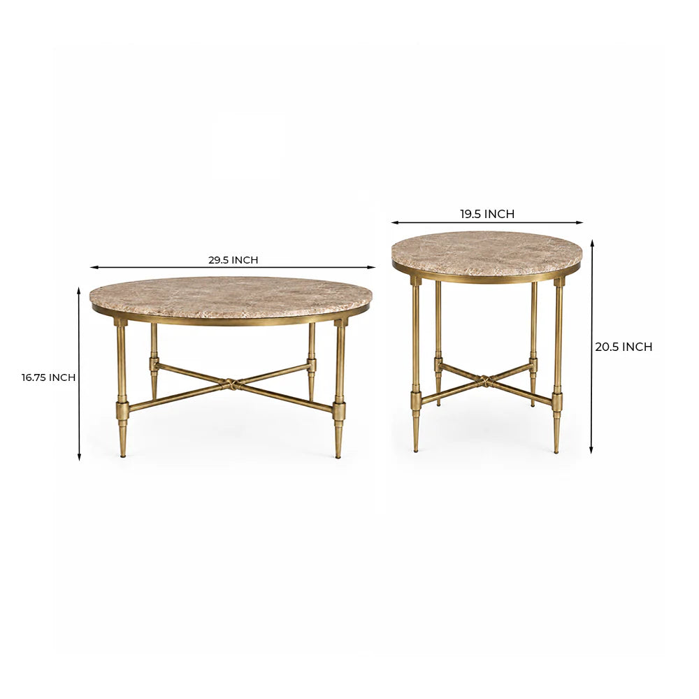 Emie Marble Coffee Table Set of 2