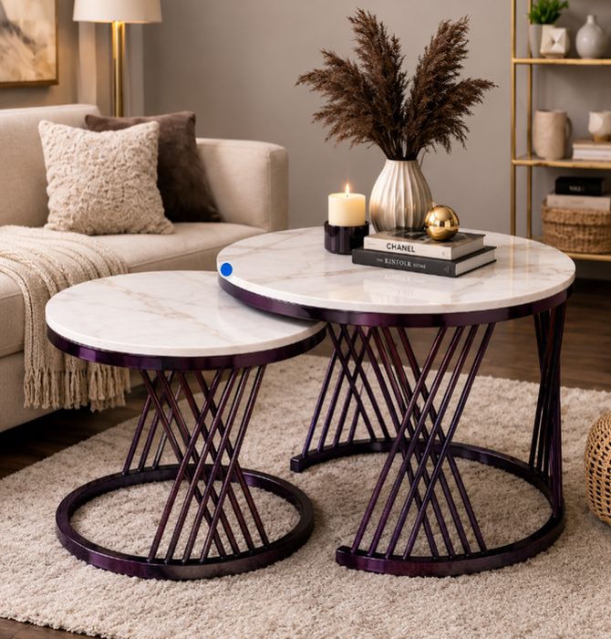Marble Top Luxury Round Nesting Coffee Table