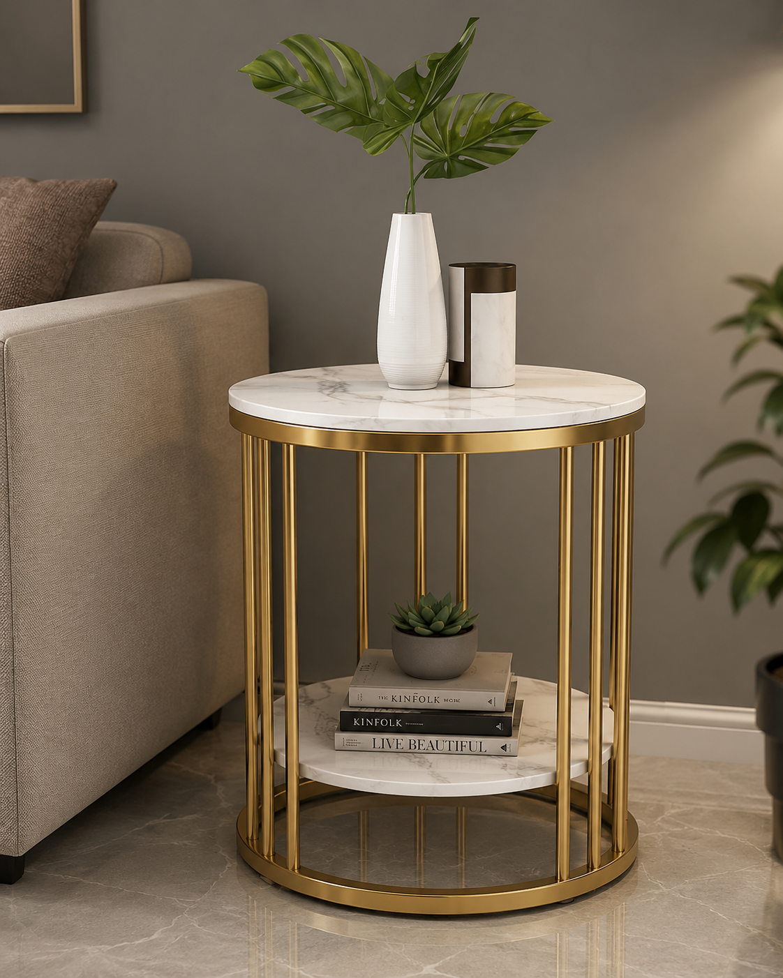 Axiom MS PVD Accent Table with Ceramic Top